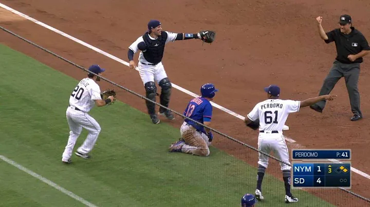 NYM@SD: Coleman gets Cabrera out in a rundown
