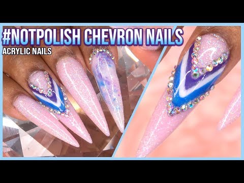 Acrylique Nails Tutorial - Comment Encapsulated Nails - Color Block Chevron Nails avec bouts d'ongle