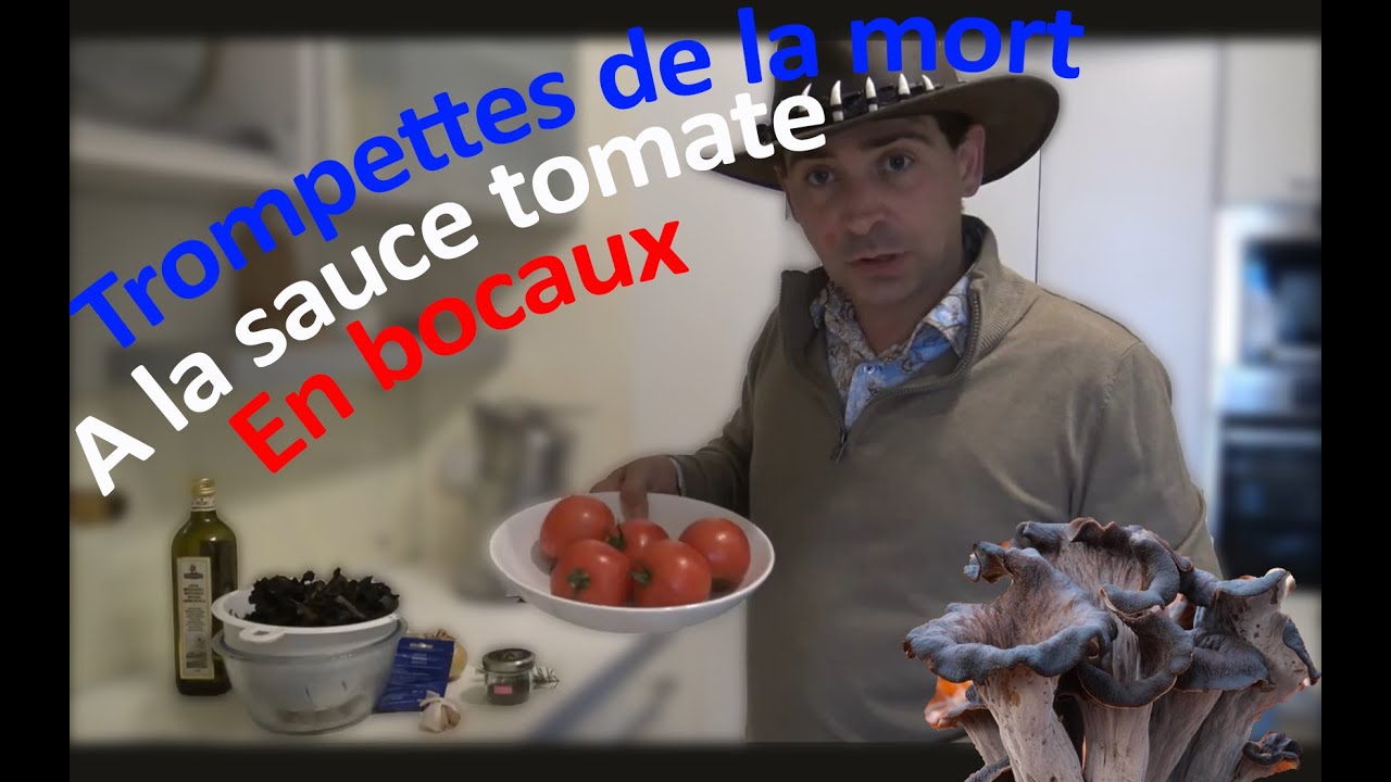 Trompettes de la mort a la sauce tomate en bocaux