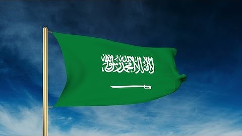 Saudi Arabia Flag Slider Style. Waving In The Win With Cloud Background Animatio Stock Animation