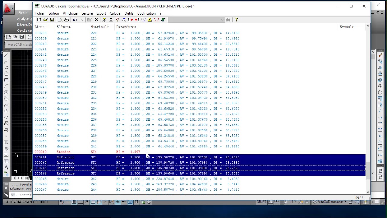 calcul des points sur covadis à partir d'un gsi