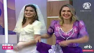 Vestimos a 2 cambitas de cholitas, ojo faltan las trenzas, pero es por el tiempo escaso de la Tv