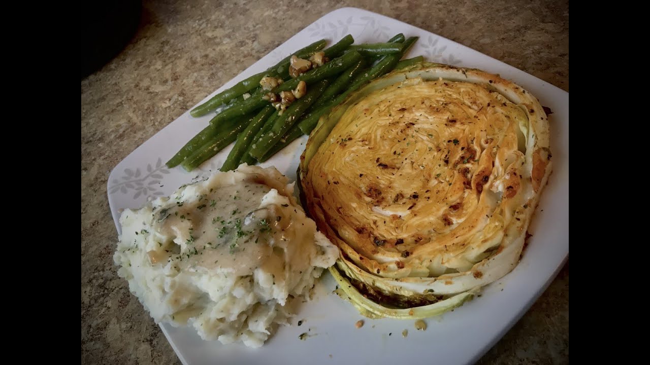 How To Cabbage "Steak" Dinner (Vegetarian) YouTube