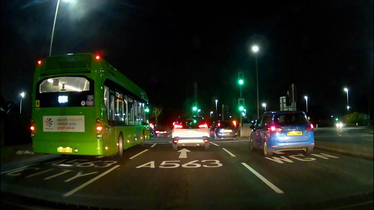 Driving the A563 in Leicester at night, Soar Valley Way to Asquith Way
