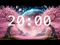 20 minute countdown timer with alarm  calming music  cherry blossoms