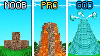 Noob VS Pro VS God Volcano challenge in Minecraft!