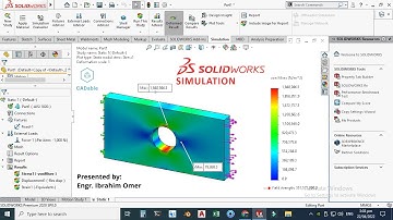Simulation of a plate with a hole in solidworks | How to generate simulation report in solidworks