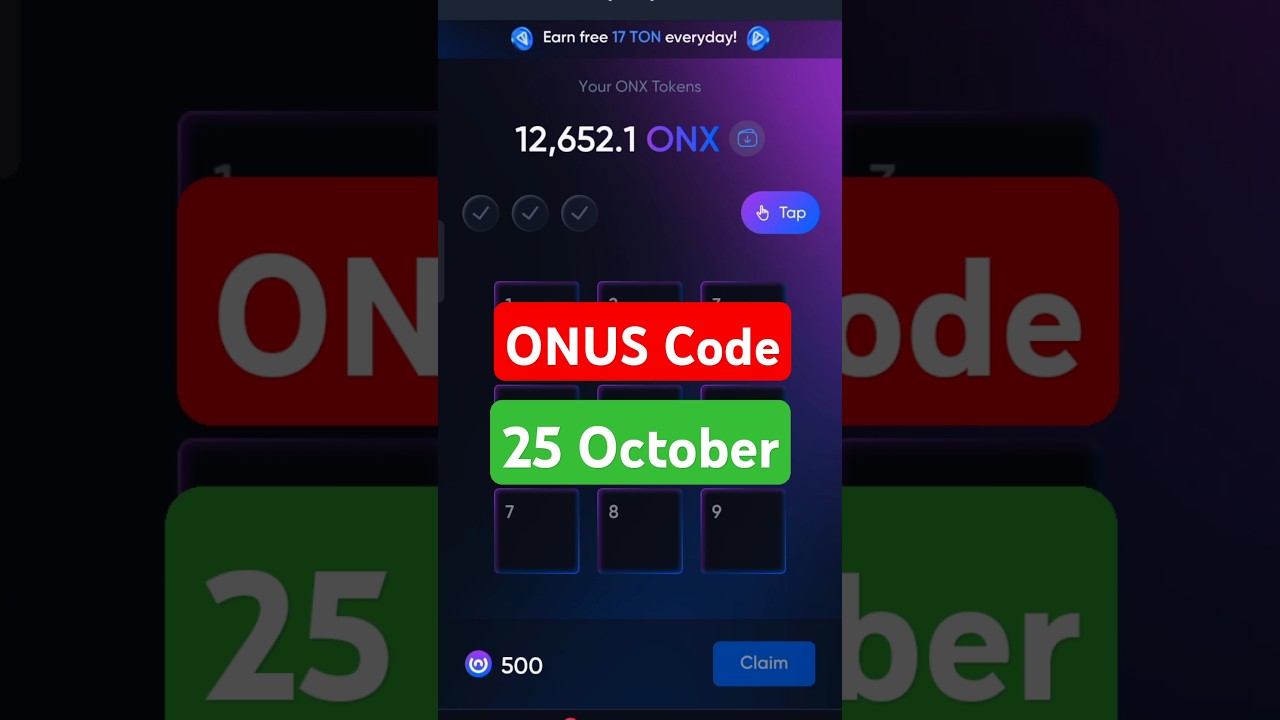 Onus Code | Onus Daily Code | 25 October Onus Code | Daily Code Onus Tap Tap | Today ONUS Code