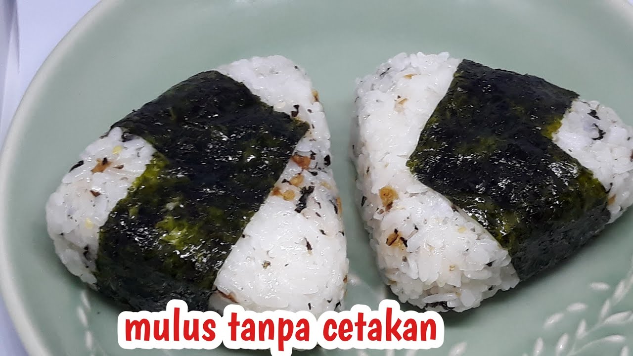 cara membuat onigiri segitiga tanpa basahi tangan || cara membuat