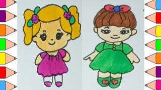 How to draw Barbie doll drawing panting colouring #simple art#trending #easy drawing #vairal drawing