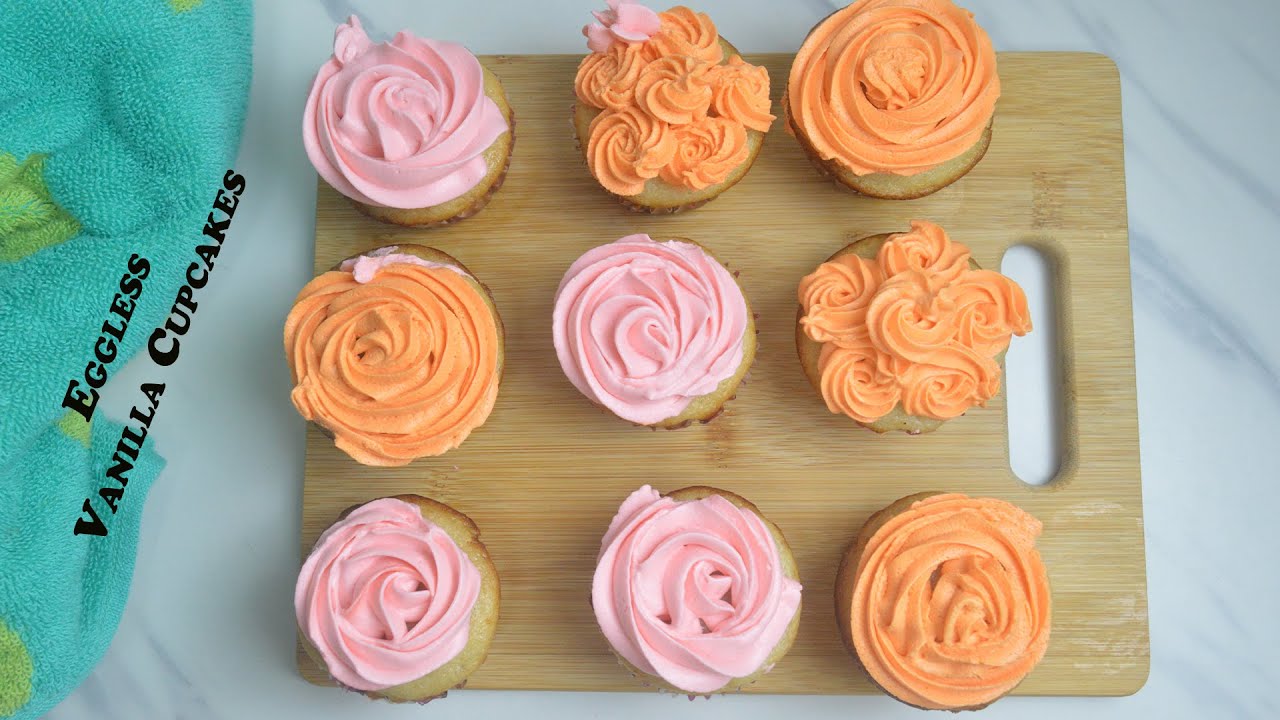Eggless vanilla cupcakes How to bake eggless cupcakes Easy Vanilla