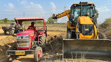 New Jcb 3dx Backhoe Machine Loading Mud In Mahindra YUVO and Swaraj Tractors | Jcb and Tractor