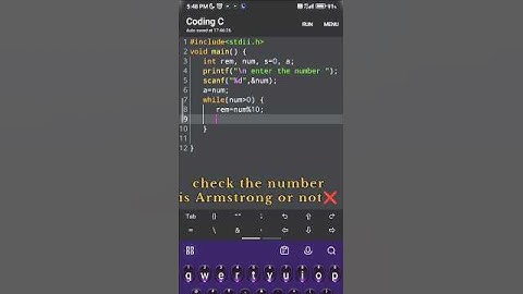 Check the number is Armstrong ✅ or not❌ #coding #programming #c