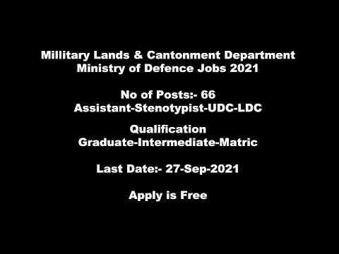 MLC Jobs 2021 | Military Lands & Cantonment Department Ministry of Defence Jobs | Online Apply