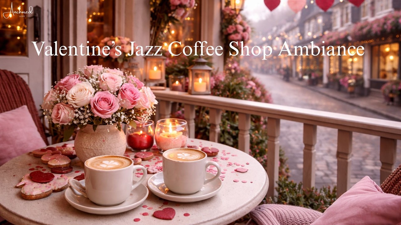 Valentine’s Day Jazz Coffee Shop Ambience 💕☕ Romantic Cozy Café Music for Study, Relaxation & Focus