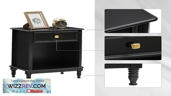 Garvee Black Nightstands Set of 2 Bedroom Nightstand with Drawer and Storage