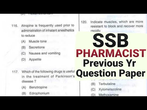 SSB PHARMACIST PREVIOUS YEAR QUESTION PAPER, PHARMACIST QUESTION PAPER