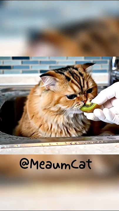 Kiwi time! Meaum inside the sink 😂🥝  #adorable #cat #cute #animals  #fluffy #pets #gatos #animal