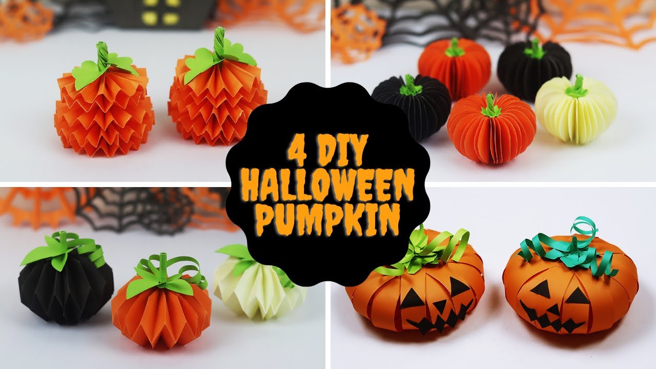 4 DIY Paper Pumpkin For Halloween Decorations | Halloween Crafts ...
