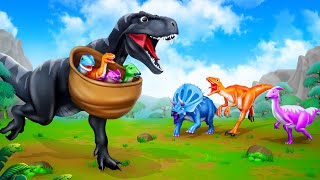 Black Trex vs Jurassic Park Dinos - Dinosaurs The Great Rescue Adventure | Jurassic World Dinosaurs