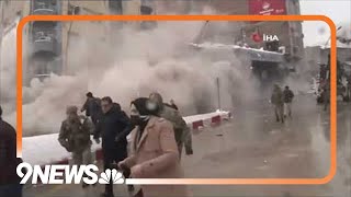 Video Shows Building Collapse in Turkey during Earthquake