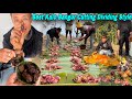 325kg best pork meat cutting  dividing in nepali village  pork blood fried  village pork cutting