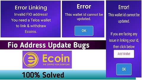 Fio Address Update Ecoin Official Bugs Solved In This Video 🔥🔥