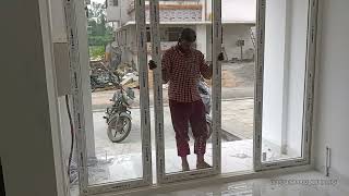 UPVC Sliding Door And Fixed Attachment Work | 3 Track 4 Panel / Mess Sliding Door installation Work