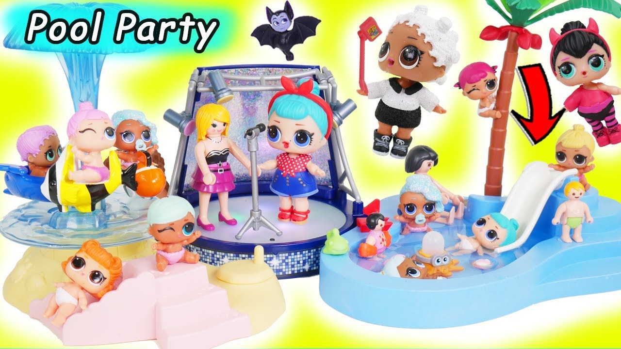 LOL Surprise! Dolls Water Pool Gemstones Babysit School Lil Sisters ...