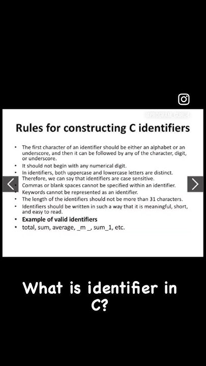 What is identifier in C??? #shorts #programming #program #coding # ...