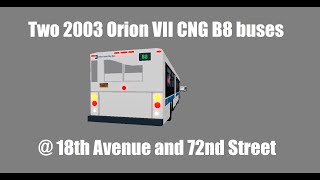 NYCTA Bus: Two 2003 Orion VII CNG B8 buses @ 18th Av-72nd St