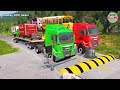 Double flatbed trailer truck cars vs rails tractor vs train cars vs bollards beamng drive 791