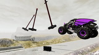 Car Vs Spinning Hammer- BeamNG Drive Mods