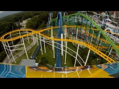 Big Boom Near Vertical Drop Roller Coaster POV Nasu Highland Japan 1080p HD