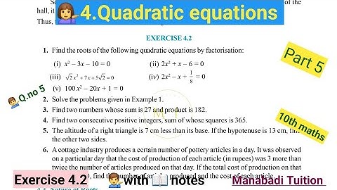 10th class math| chapter 4|Quadratic equations| Exercise 4.2| Q no 5| part 5|CBSE|NCERT|with notes|