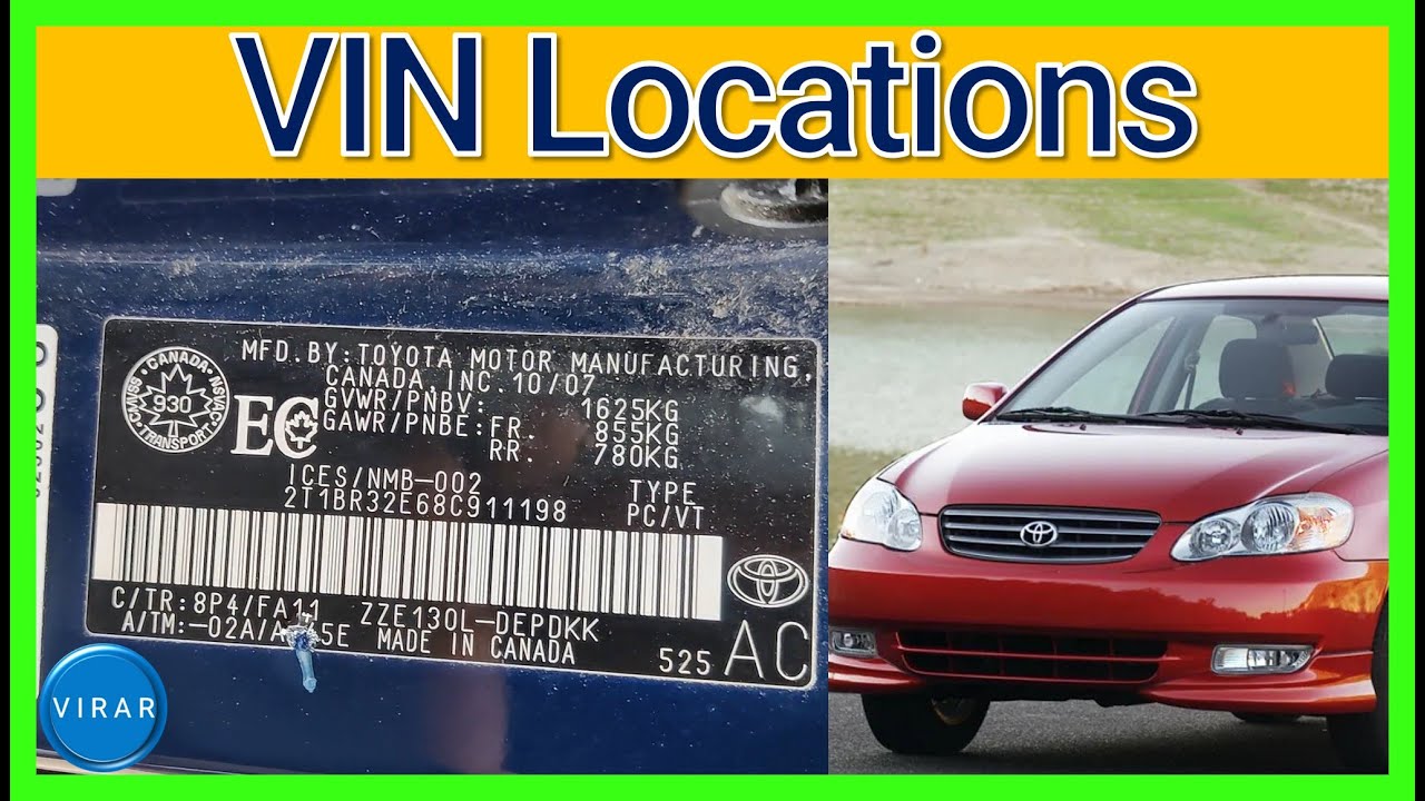 Konsulat behagelig så meget VIN Locations - Toyota Corolla (2003-2008) - YouTube