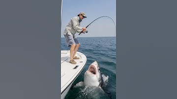 POV: you decide to go fishing and a shark attacks you in the middle of the ocean #shark #ai #fishing