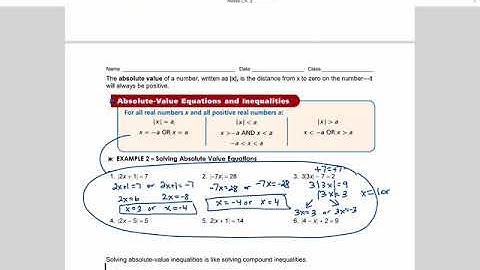 Algebra IIA Lesson 2-8 Solving Absolute Value Equations and Inequalities