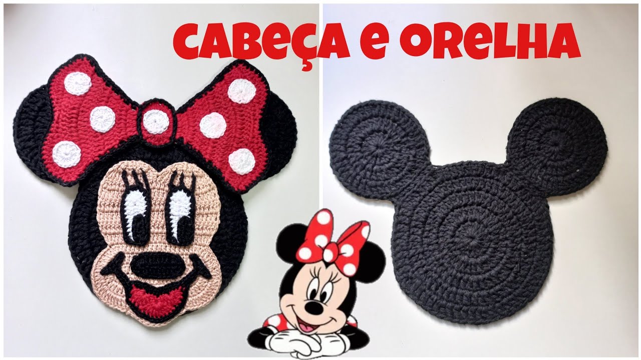 como fazer o rostinho da minnie em crochê/cabeça e orelha /parte 1