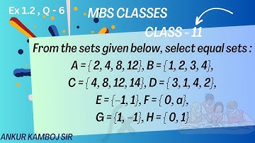 Class 11 Ex 1.2 Q 6 From the sets given below, select equal sets