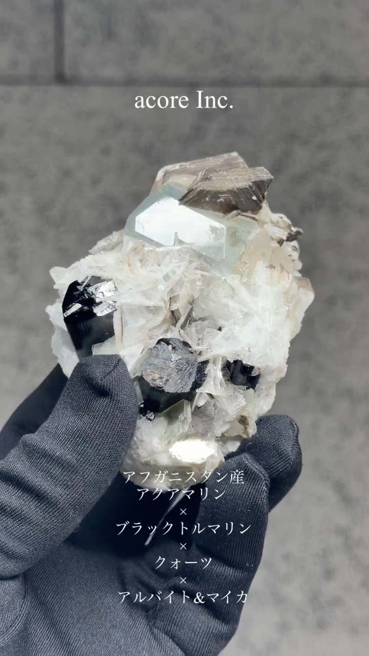 アフガニスタン産 アクアマリン ×ブラックトルマリン（ショール