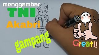 cara mudah menggambar Prajurit TNI Ganteng- ABRI - how to draw Soldier