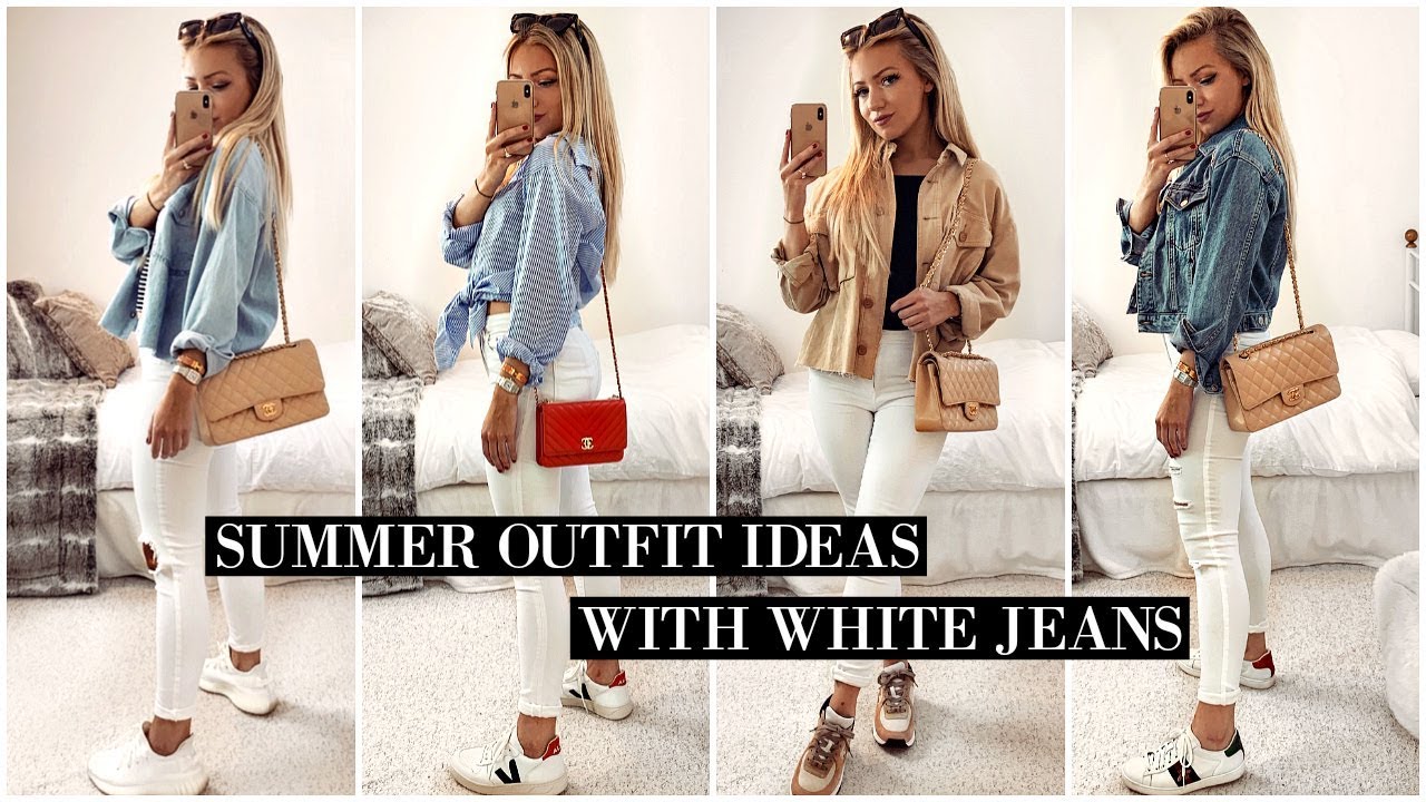 SUMMER OUTFIT IDEAS WITH WHITE JEANS 