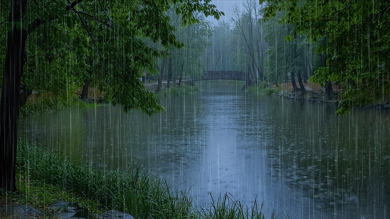 Put you Sleep Instantly with Real Forest Rain | ASMR Rain on Lake to Deep Sleep & Cure Tinnitus