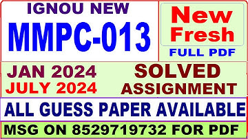 MMPC 013 solved assignment 2024 / mmpc 013 solved assignment 2024 in english / ignou mba mmpc013