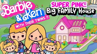 BARBIE KEN with Twins Small BIG Family House Pink Cute  TOCA BOCA House Ideas | Toca Life World