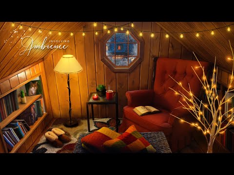 Video: Cozy Winter Reading Nook in the Attic ASMR Ambience❄️?Snowstorm & Fireplace Sounds, Book Sounds