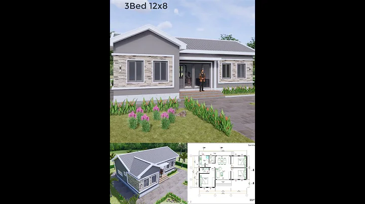 Bungalow House Plans 12x8 Meter House Design 40x27 Feet 3 Beds 2 Baths Gable Roof #housedesign