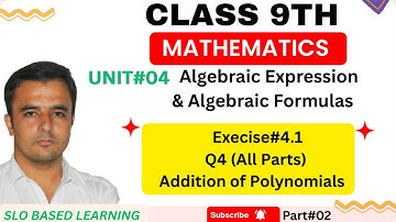 Class 9 Maths | Exercise 4.1 Q4 | Addition of polynomials | KPK BOARD #polynomials  