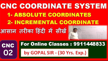 C2।CNC PROGRAMMING | ABSOLUTE & INCREMENTAL COORDINATE SYSTEM || IN HINDI || BY GOPAL SIR | CNC-2